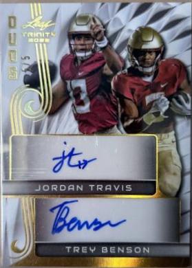 Jordan Travis / Trey Benson #TD-12 Football Cards 2023 Leaf Trinity Duos
