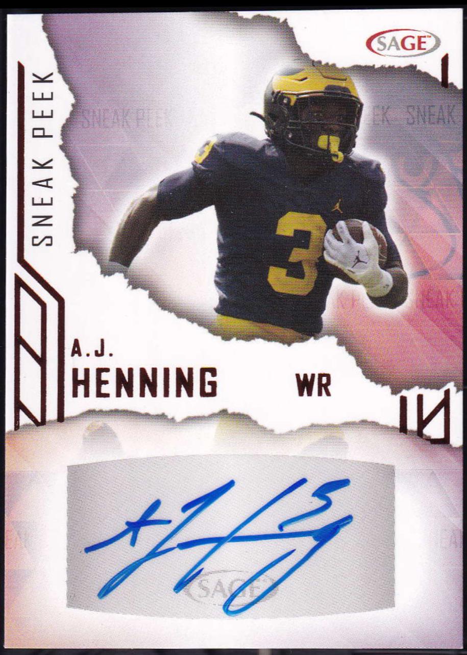 A. J. Henning #SPA-AJH 2023 Sage Sneak Peek Autographs Football