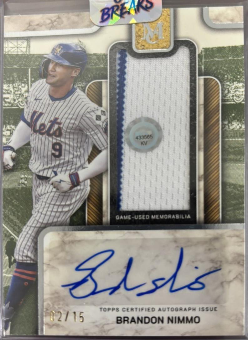 Brandon Nimmo #MLBRA-BN 2025 Topps Museum Collection MLB Authenticated Relic Autograph