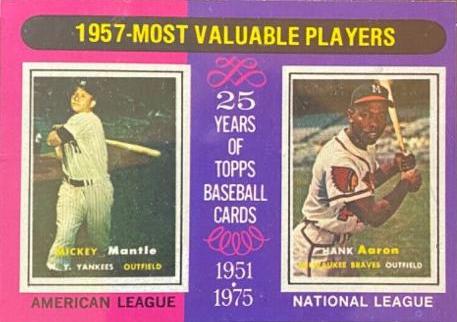 1957 MVP's: Mickey Mantle, Hank Aaron #195 Baseball Cards 1975 Topps