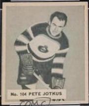 Pete Jotkus #104 Hockey Cards 1937 V356 World Wide Gum