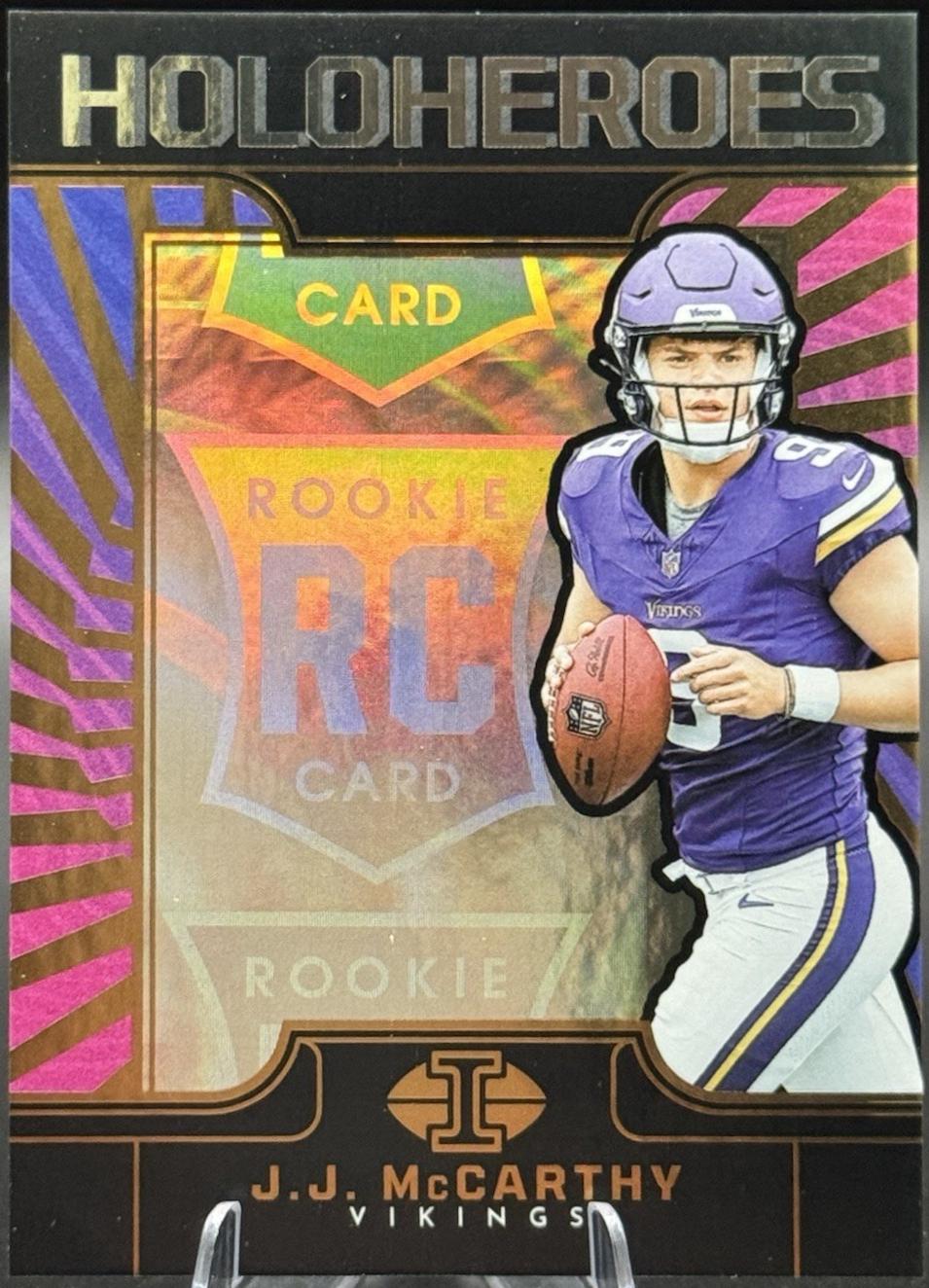 J.J. McCarthy #7 Football Cards 2024 Panini Illusions HoloHeroes Rookie