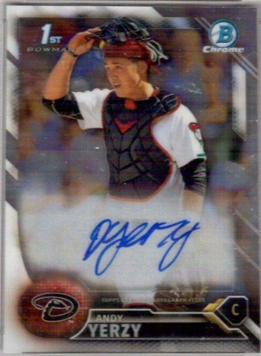 Andy Yerzy #CDA-AY Baseball Cards 2016 Bowman Draft Chrome Picks Autographs