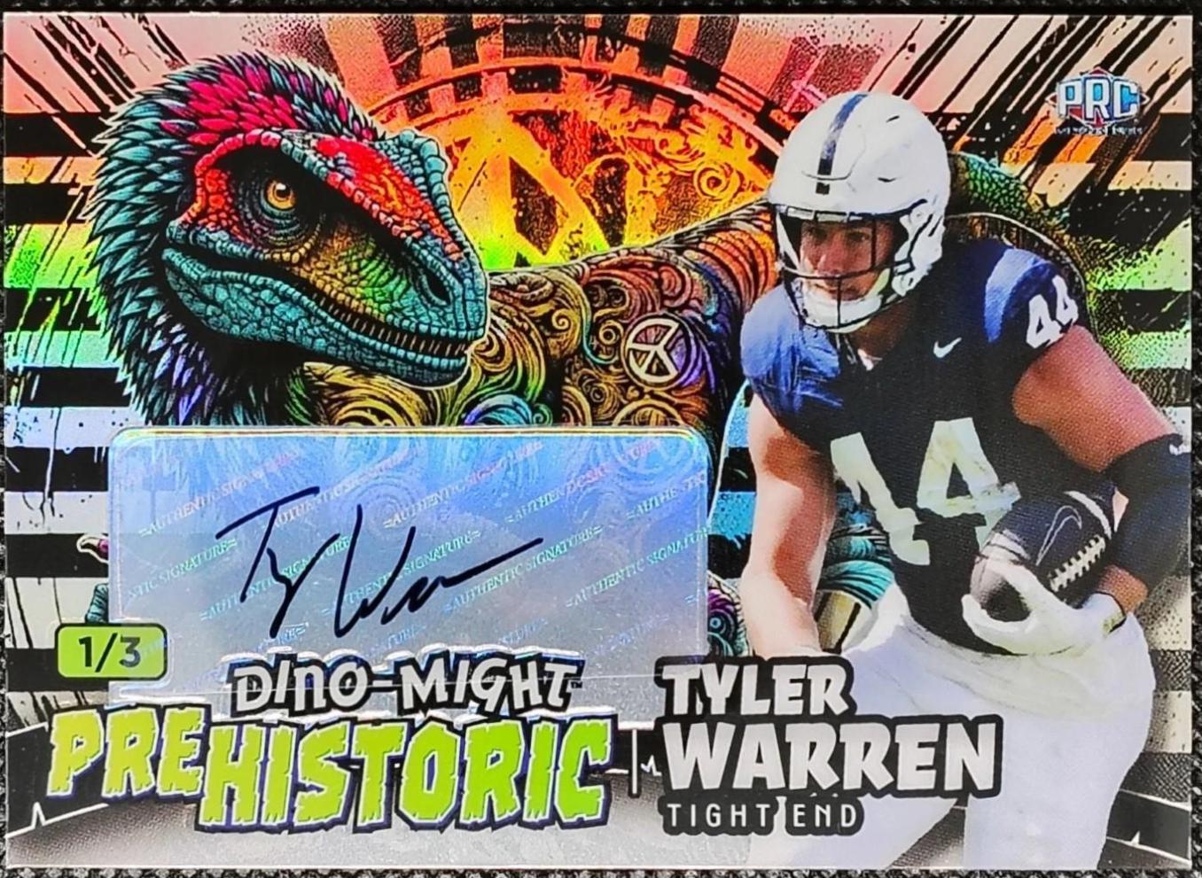 Tyler Warren #PHRAP2-TWA 2024 Wild Card Alumination Dino Might Pre Historic Football