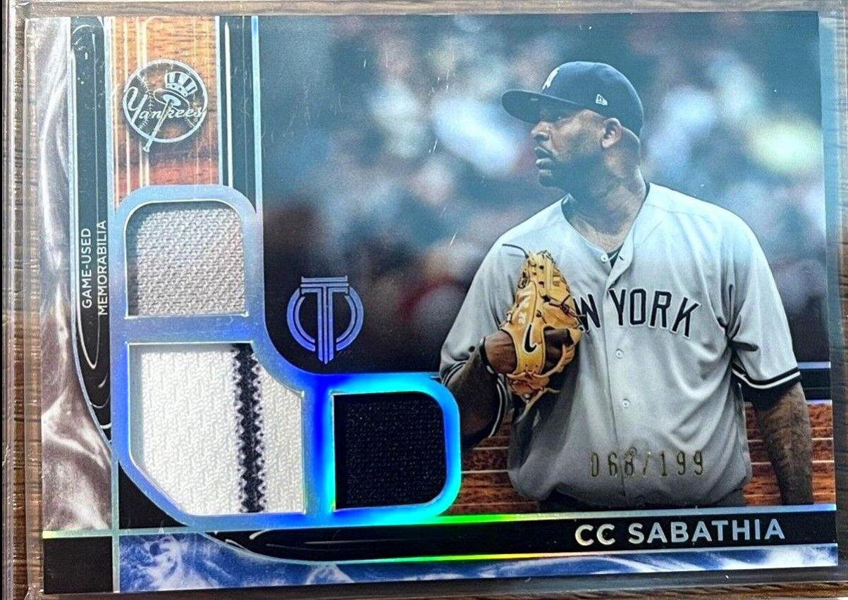 CC Sabathia #TTR-CS Baseball Cards 2022 Topps Tribute Triple Relics