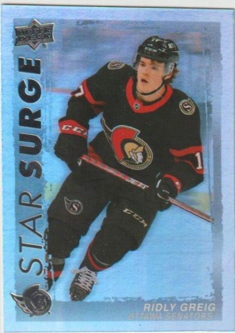 Ridly Greig #SS-11 Hockey Cards 2023 Upper Deck Star Surge