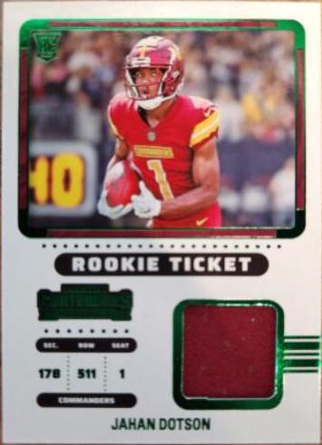 Jahan Dotson #RTS-JDO Football Cards 2022 Panini Contenders Rookie Ticket Swatches
