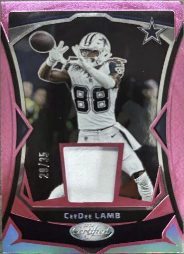 CeeDee Lamb #MMPE-CDL Football Cards 2024 Panini Certified Materials Mirror Pink Etch