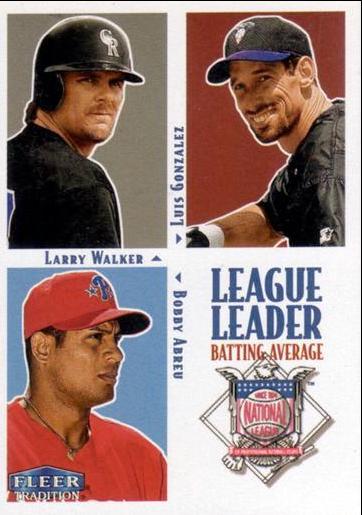 Larry Walker / Luis Gonzalez / Bobby Abreu #6 Baseball Cards 2000 Fleer Tradition