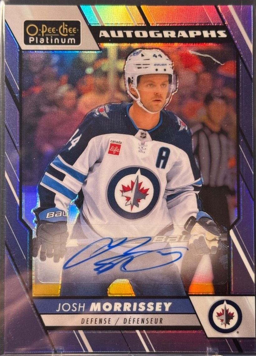 Josh Morrissey #BA-MO Hockey Cards 2023 O-Pee-Chee Platinum Blue Rainbow Autographs