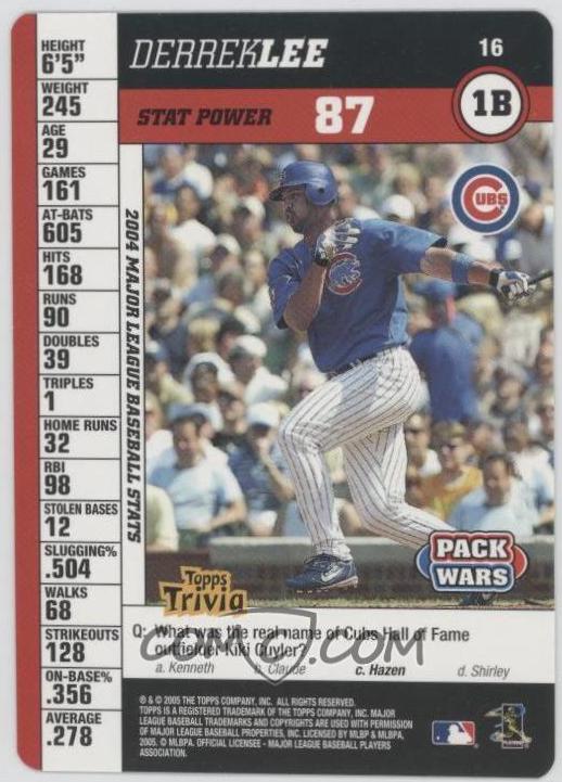 Derrek Lee #16 Baseball Cards 2005 Topps Pack Wars