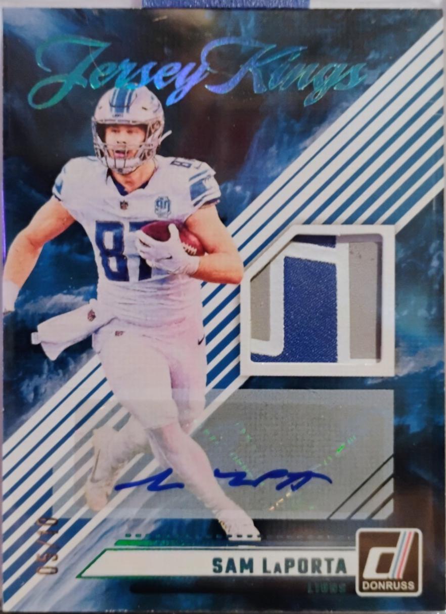 Sam LaPorta #JK-SLA Football Cards 2024 Panini Donruss Jersey Kings Autograph