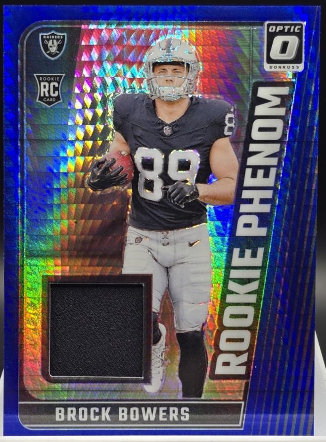 Brock Bowers #RPB-BBS Football Cards 2024 Panini Donruss Optic Rookie Phenom Blue Hyper