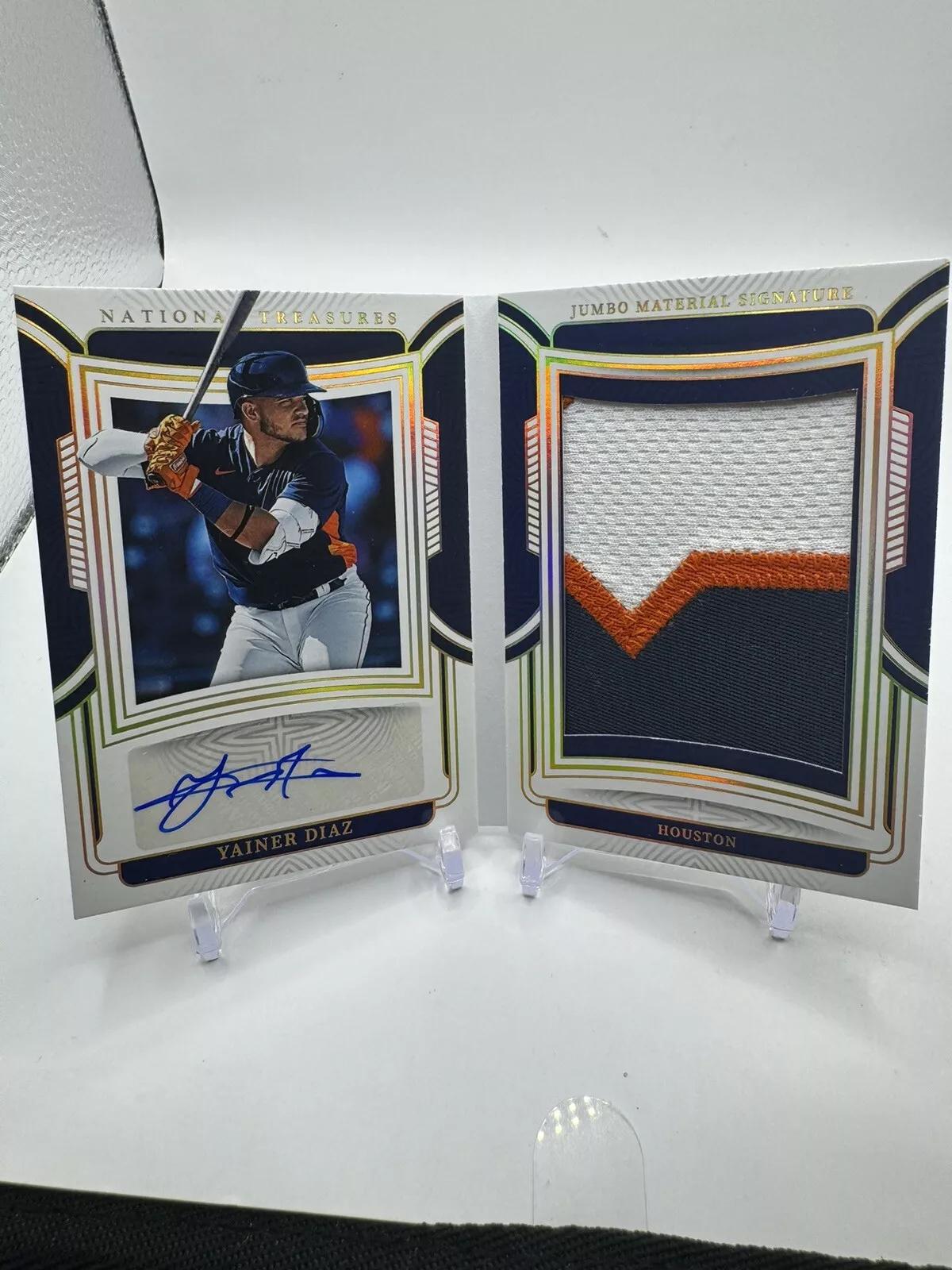 Yainer Diaz #JMS-YD Baseball Cards 2023 Panini National Treasures Jumbo Materials Signature Booklet