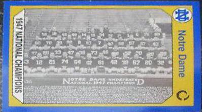 1947 National Champions #109 Football Cards 1990 Notre Dame Collegiate Collection