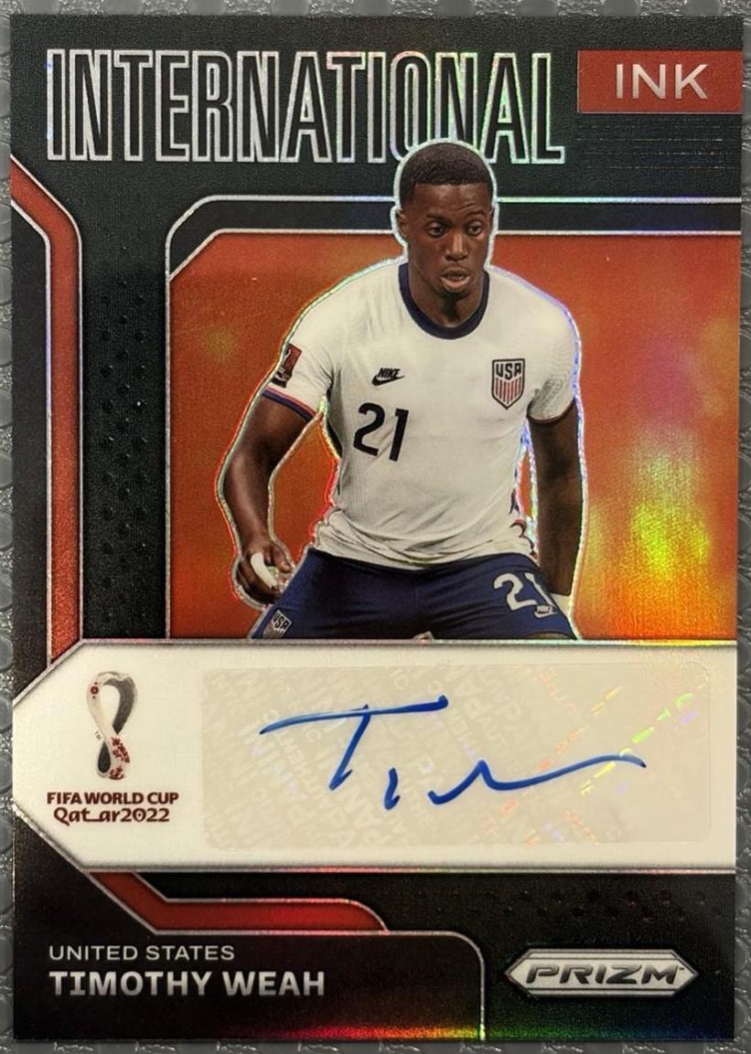 Timothy Weah #I-TW 2022 Panini Prizm World Cup International Ink Autograph Soccer
