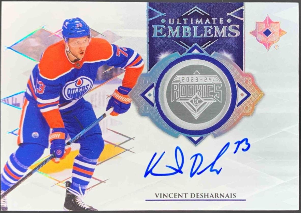 Vincent Desharnais #UE-DE 2023 Upper Deck Ultimate Collection Emblems Autograph Hockey