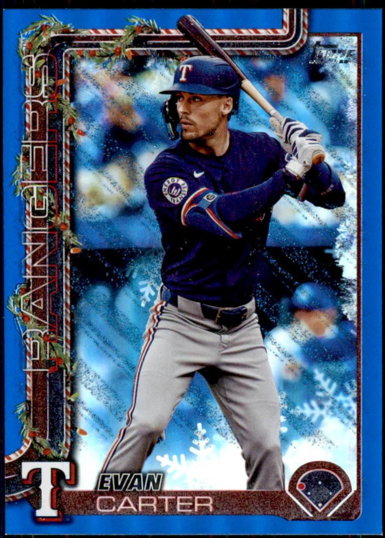 Evan Carter [Blue Metallic Glitter] #H2 Prices | 2025 Topps Holiday ...