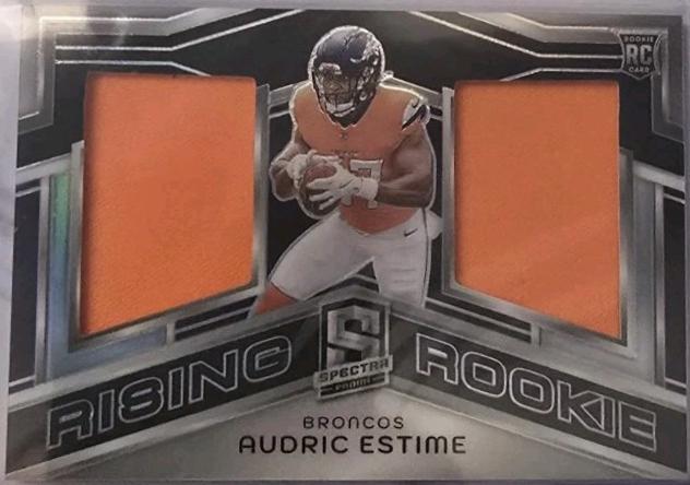 Audric Estime #RRM-AEE Football Cards 2024 Panini Spectra Rising Rookie Materials