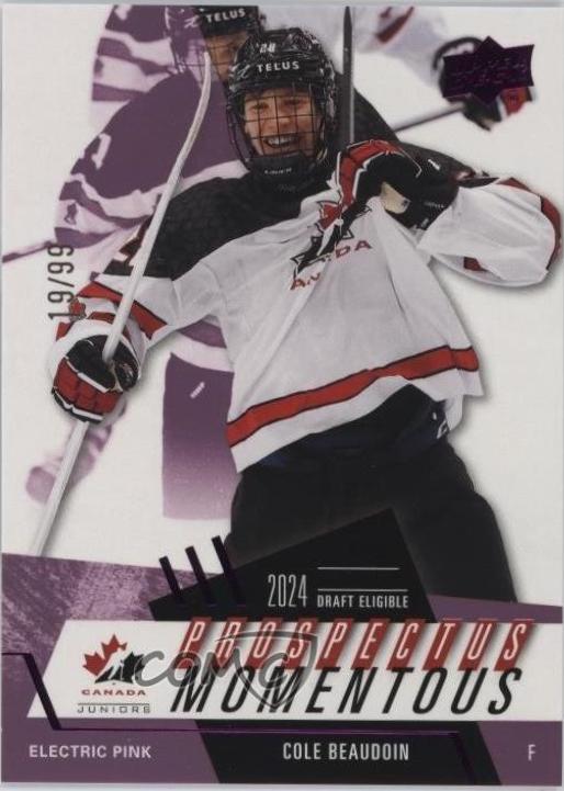 Cole Beaudoin #PM-35 2024 Upper Deck Team Canada Juniors Prospectus Momentous Autograph Hockey