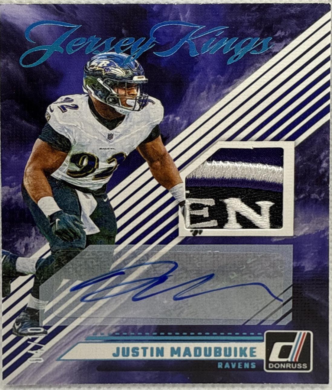 Nnamdi Madubuike #JK-JMA Football Cards 2024 Panini Donruss Jersey Kings Autograph