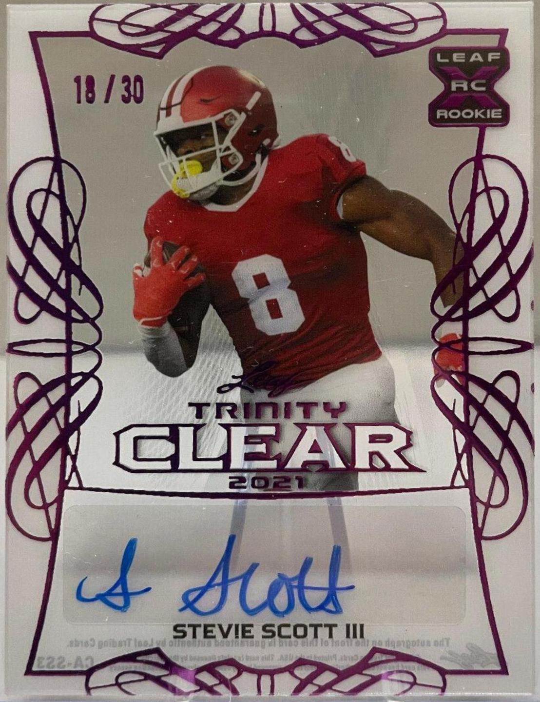 Stevie Scott III #CA-SS3 2021 Leaf Trinity Clear Autograph Football