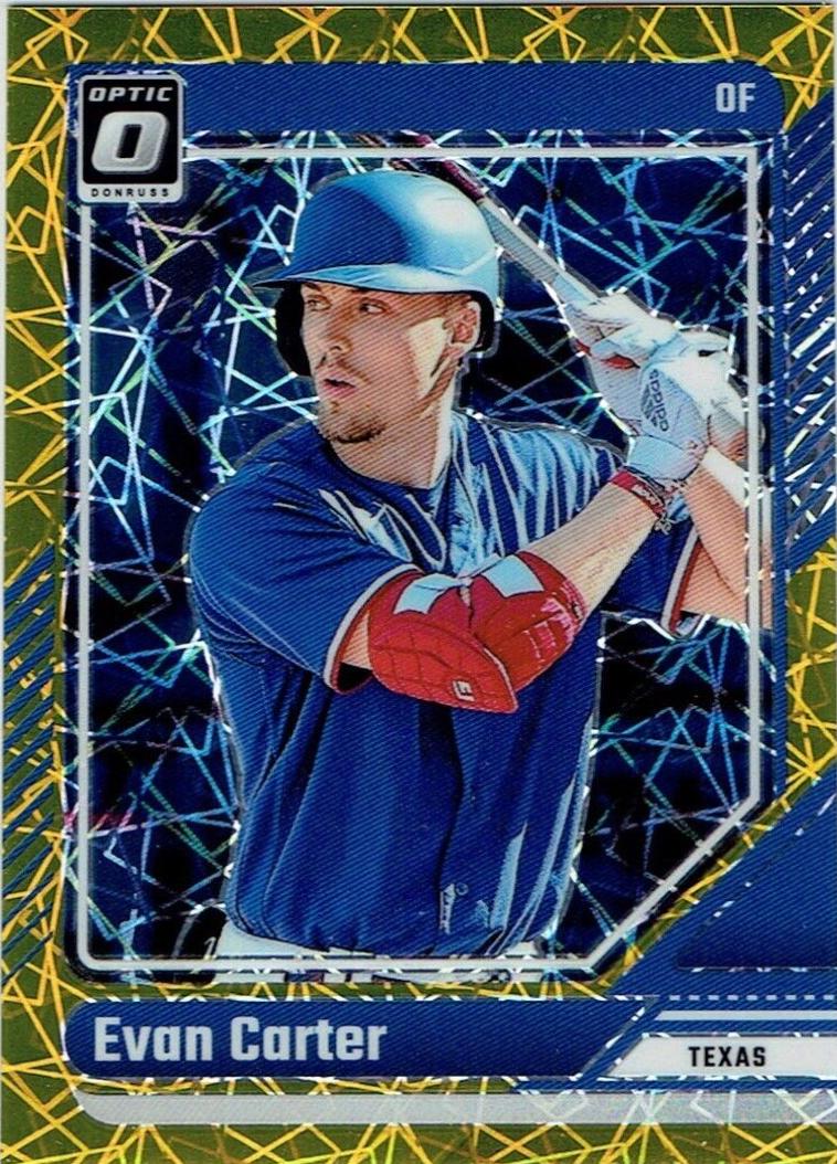 Evan Carter [Gold Velocity Optic] #74 Prices | 2024 Donruss | Baseball ...