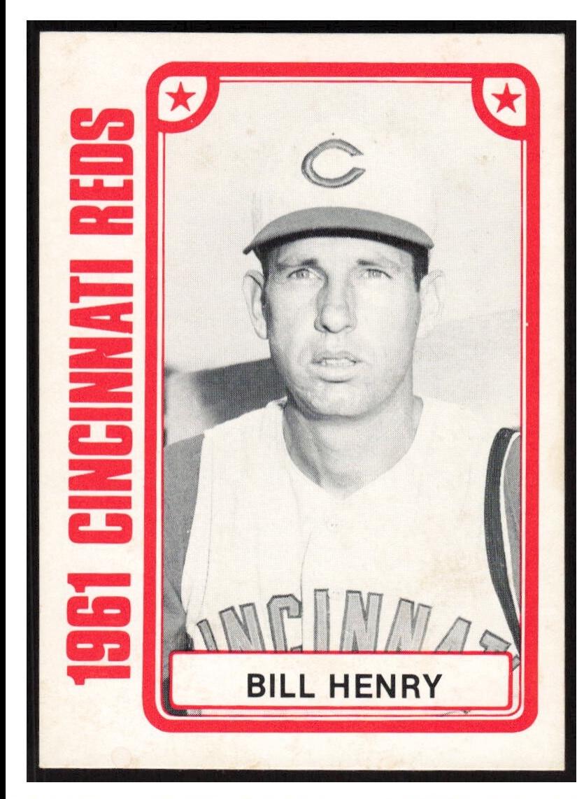 Bill Henry #34 1980 Tcma 1961 Cincinnati Reds Baseball
