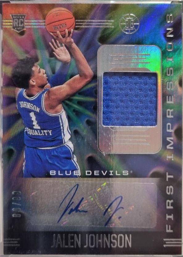 Jalen Johnson #FI-JJO Basketball Cards 2021 Panini Chronicles Draft Picks Illusions First Impressions Jersey Autograph