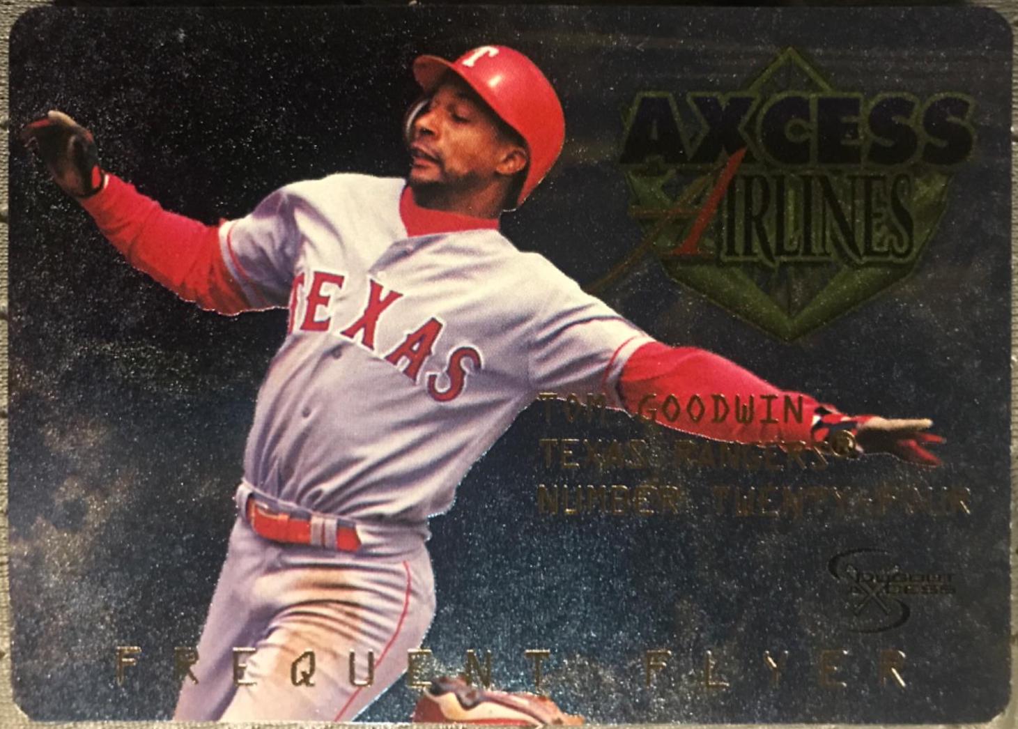 Tom Goodwin #8 Baseball Cards 1998 Skybox Dugout Axcess Frequent Flyers