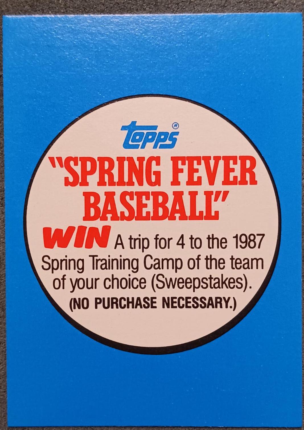 Spring Fever Baseball #NNO 1986 Topps Mini League Leaders Baseball