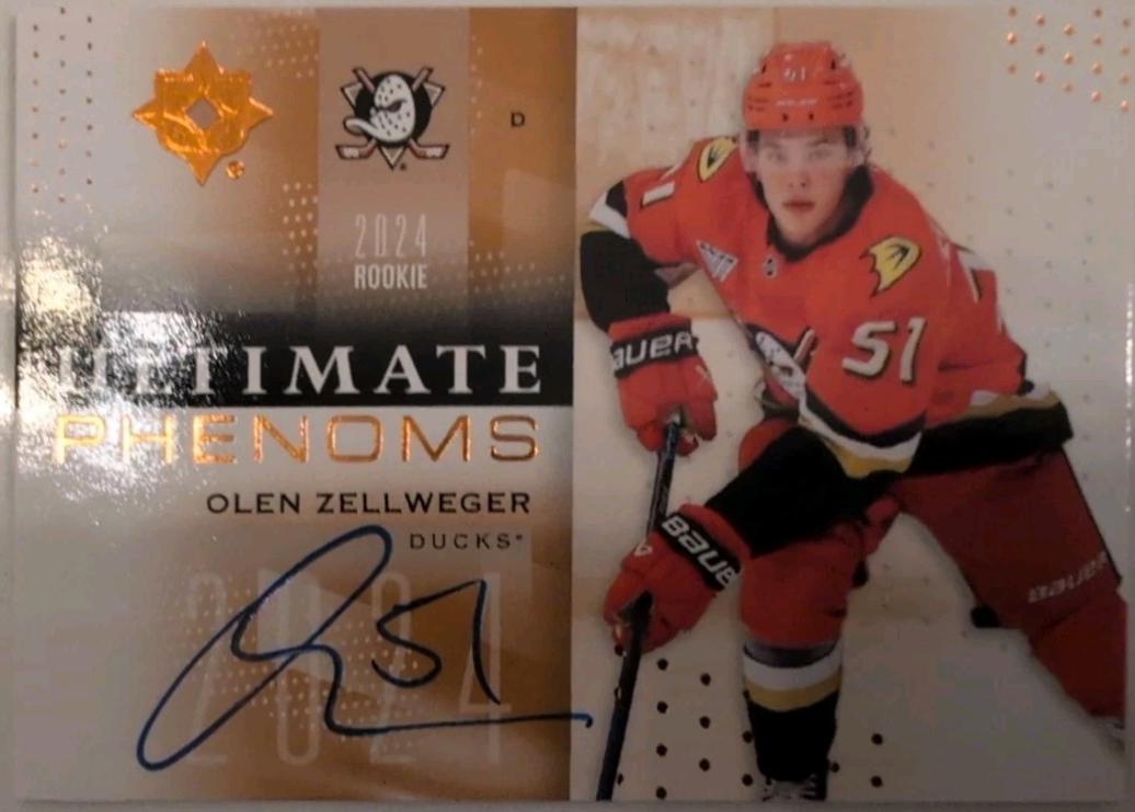 Olen Zellweger #UP-OZ 2024 Ultimate Collection Phenoms Autograph Hockey