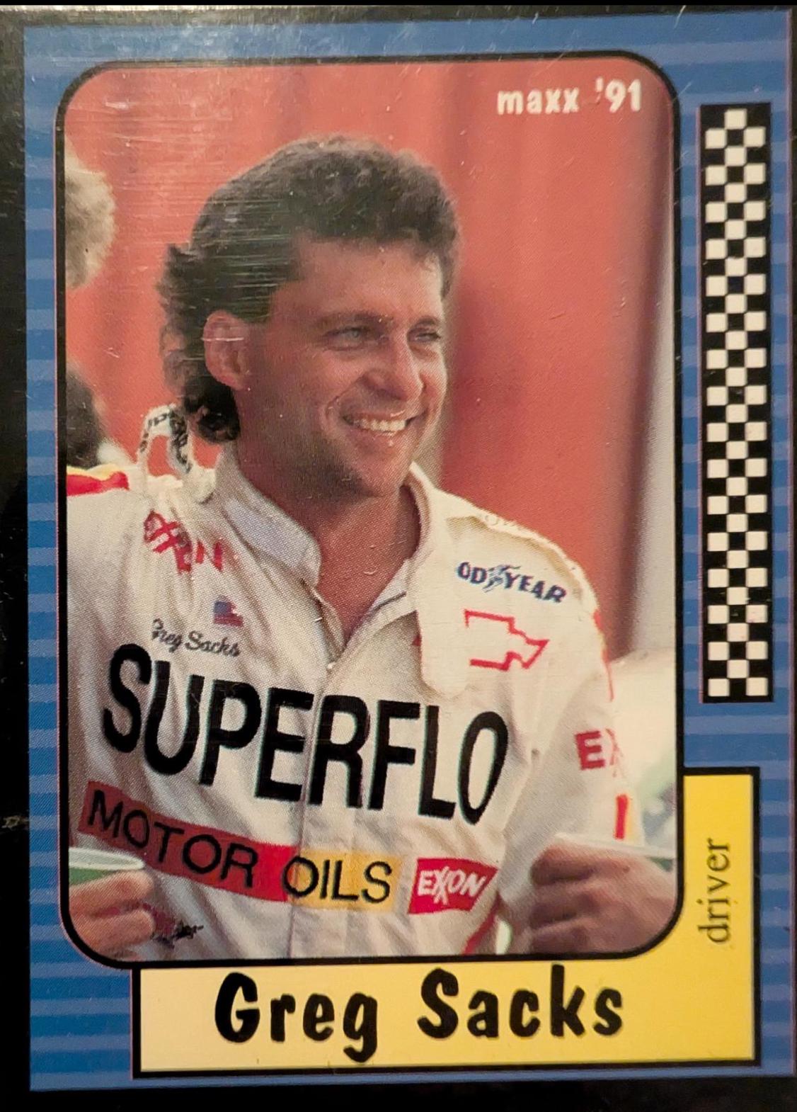 Greg Sacks #18 Racing Cards 1991 Maxx
