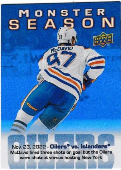 Connor McDavid #MS-20 Hockey Cards 2023 Upper Deck Monster Season