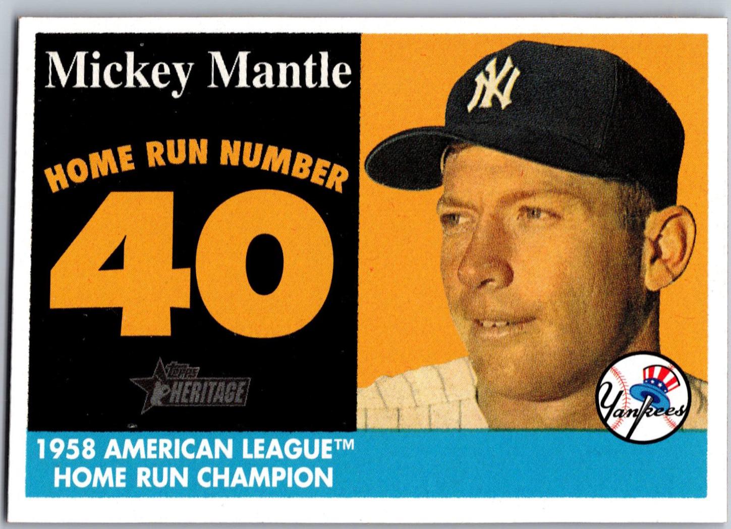 Mickey Mantle #MHRC10 Baseball Cards 2007 Topps Heritage 1958 Home Run Champion