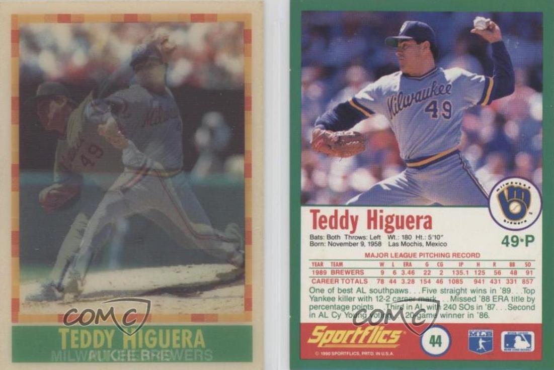 Teddy Higuera #44 Baseball Cards 1990 Sportflics