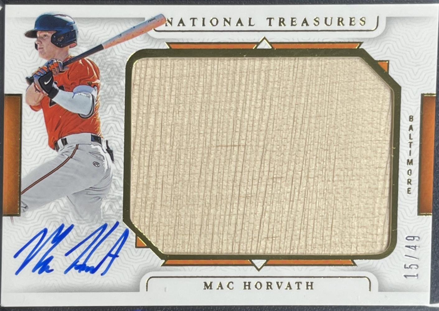 Mac Horvath #11 2024 Panini National Treasures Prospect Jumbo Lumber Signature Baseball