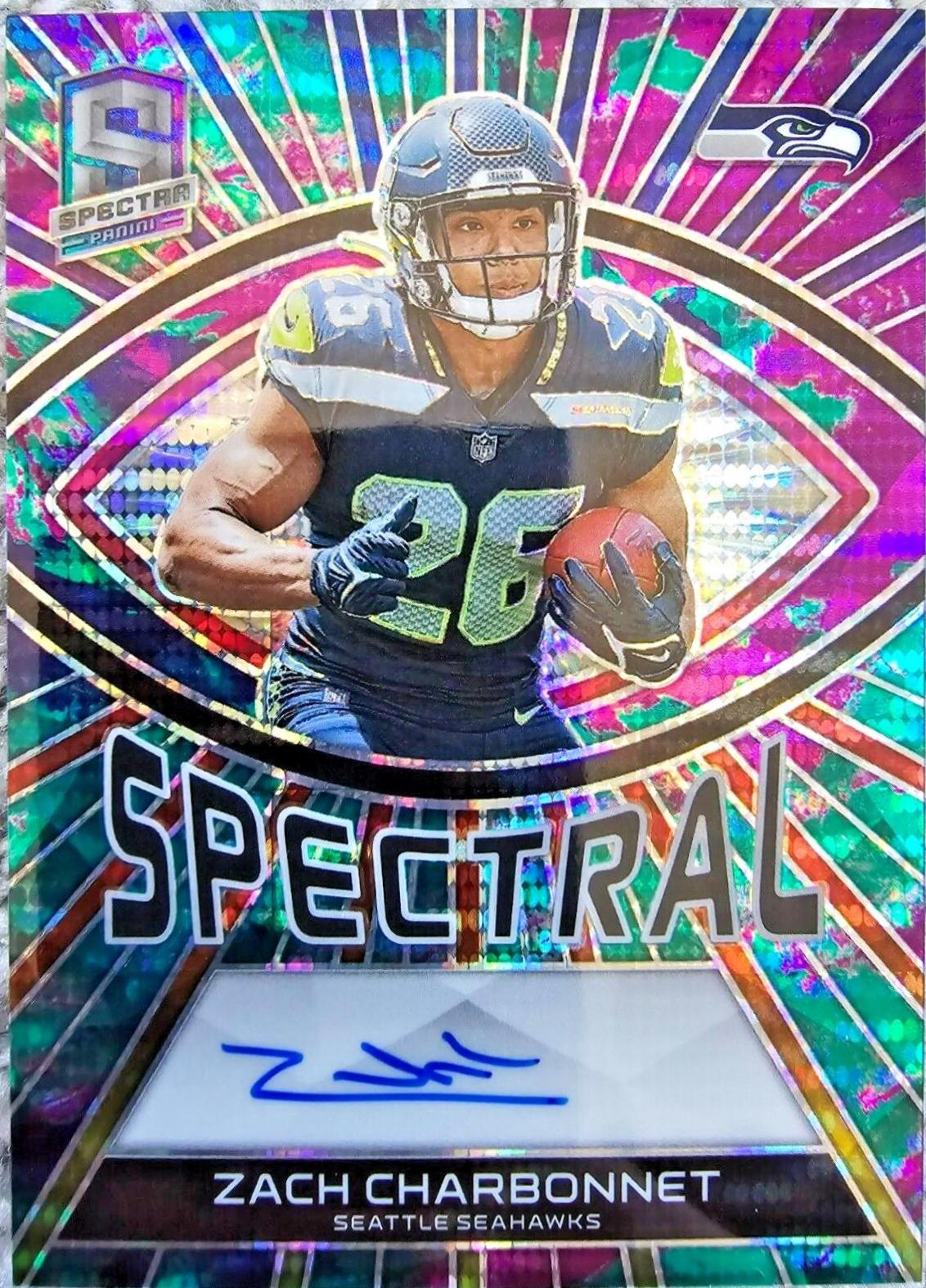 Zach Charbonnet #2 Football Cards 2023 Panini Spectra Rookie Autograph Celestial