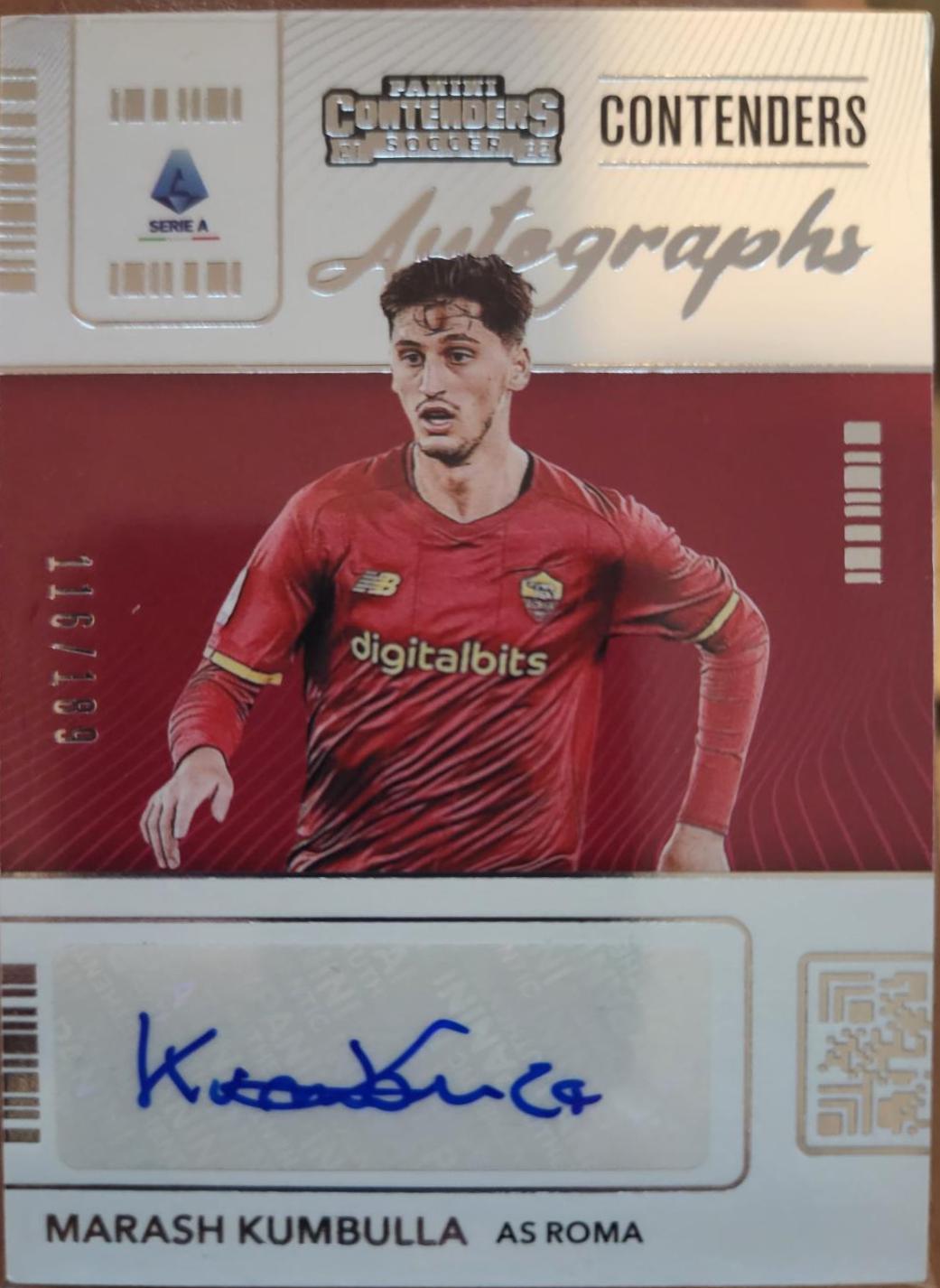Marathon Kumbulla #CA-MKA Soccer Cards 2022 Panini Chronicles Contenders Autographs Serie A