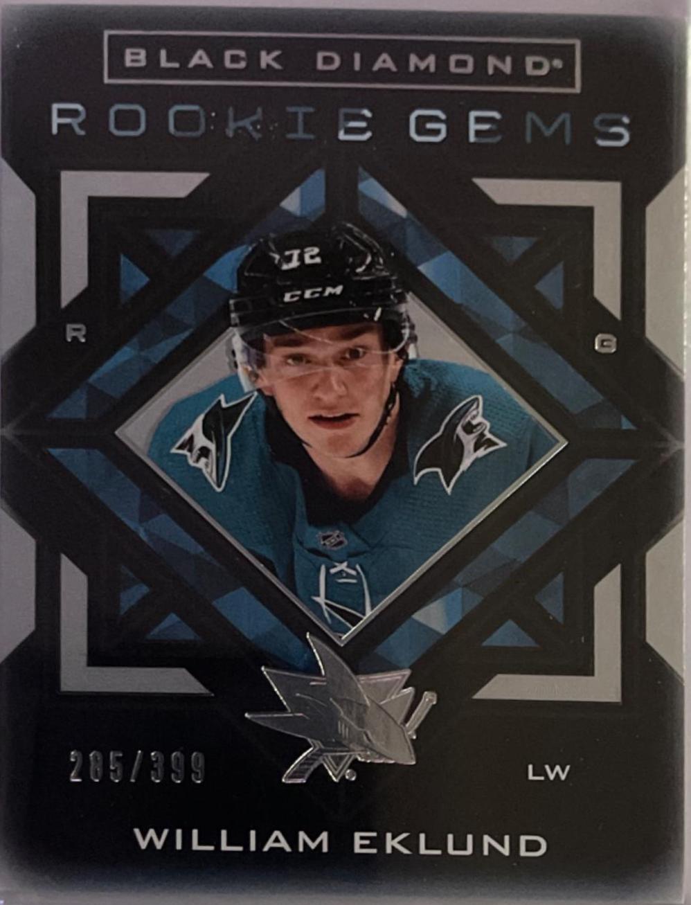 William Eklund #RG-WE Hockey Cards 2021 Upper Deck Black Diamond Rookie Gems