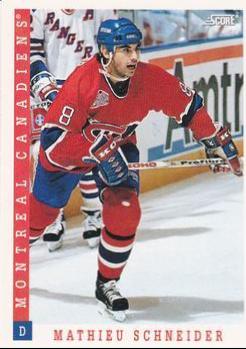 Mathieu Schneider #18 Hockey Cards 1993 Score