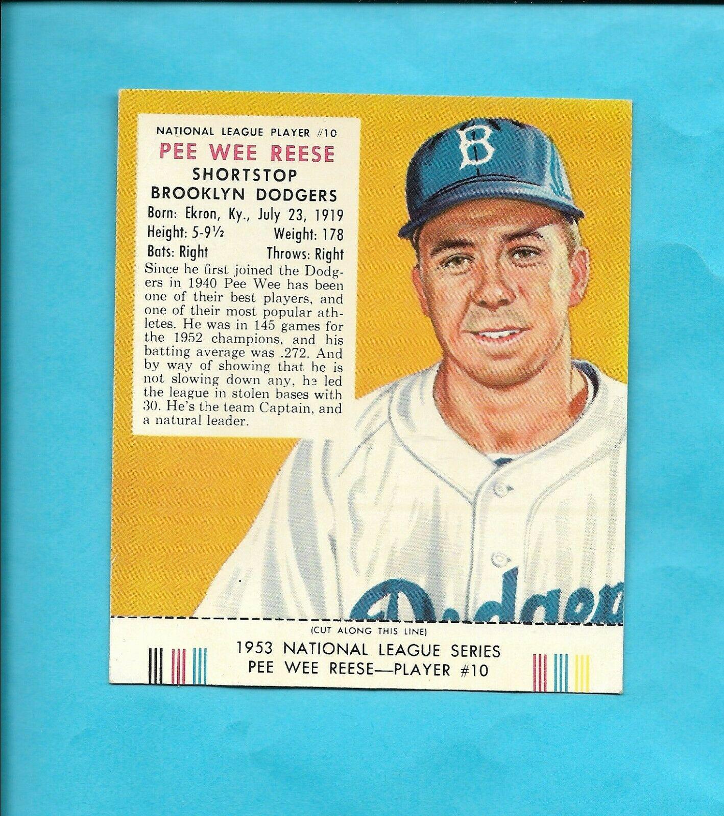 Pee Wee Reese #10 Baseball Cards 1953 Red Man Tobacco