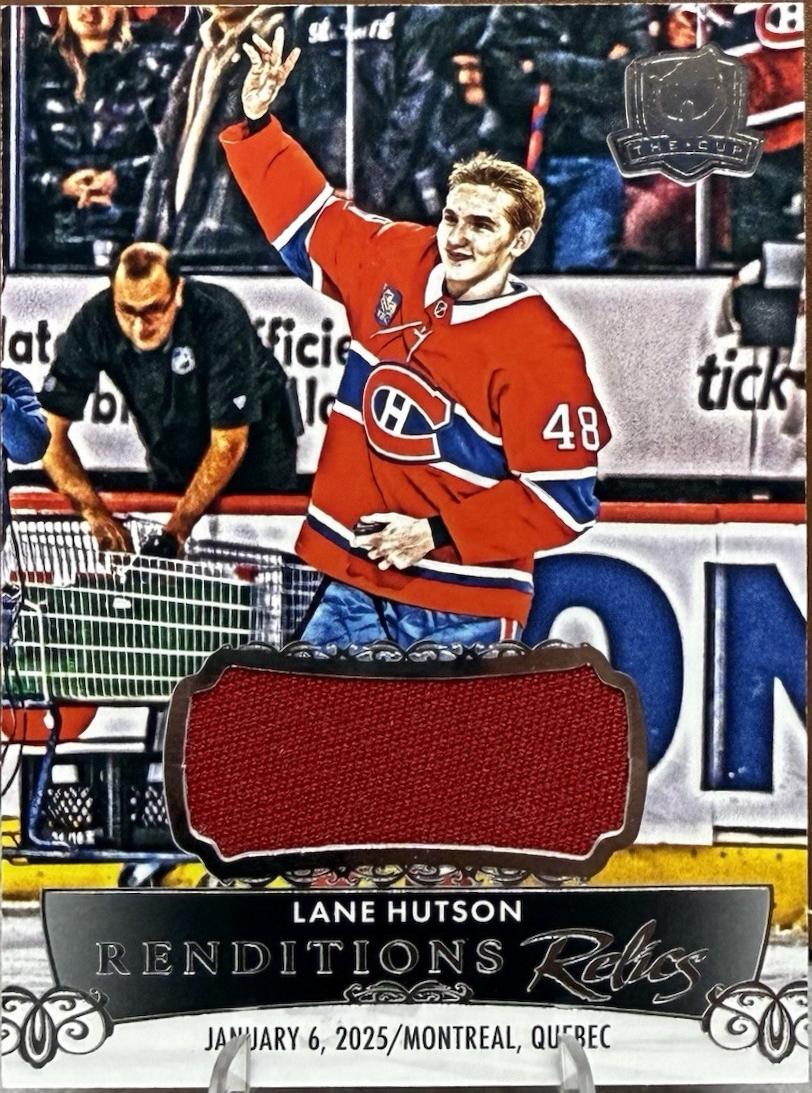 Lane Hutson #RR-LH 2024-25 Upper Deck The Cup Hockey Rendition Relics