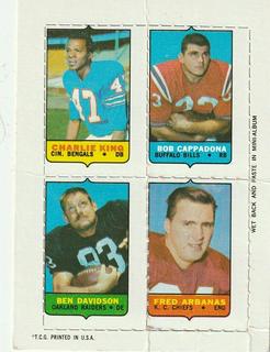 Charley King, Bob Cappadona, Ben Davidson, Fred Arbanas