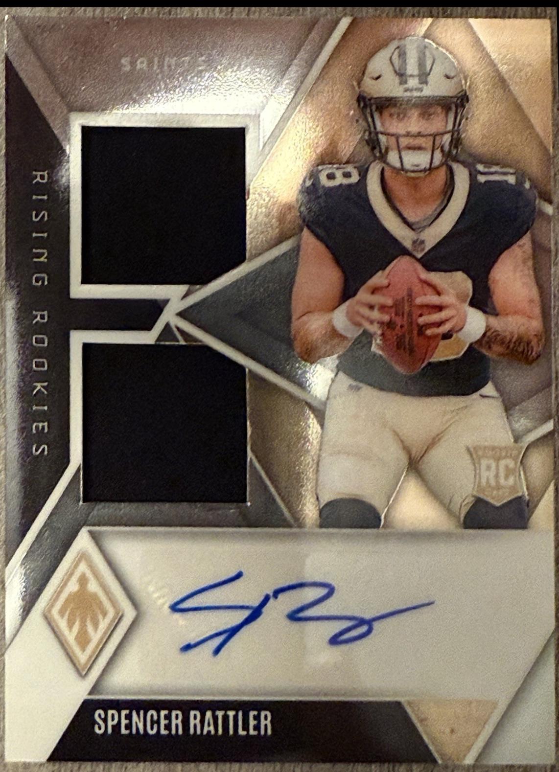 Spencer Rattler #RRDP-SRR Football Cards 2024 Panini Phoenix Rising Rookies Dual Patch Autograph