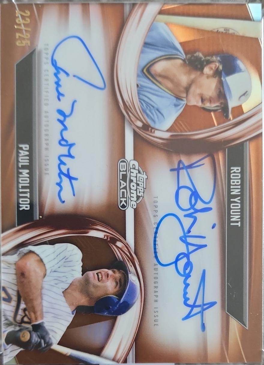 Paul Molitor / Robin Yount #PDPA-YM Baseball Cards 2025 Topps Chrome Black Pitch Black Pairings Dual Autograph