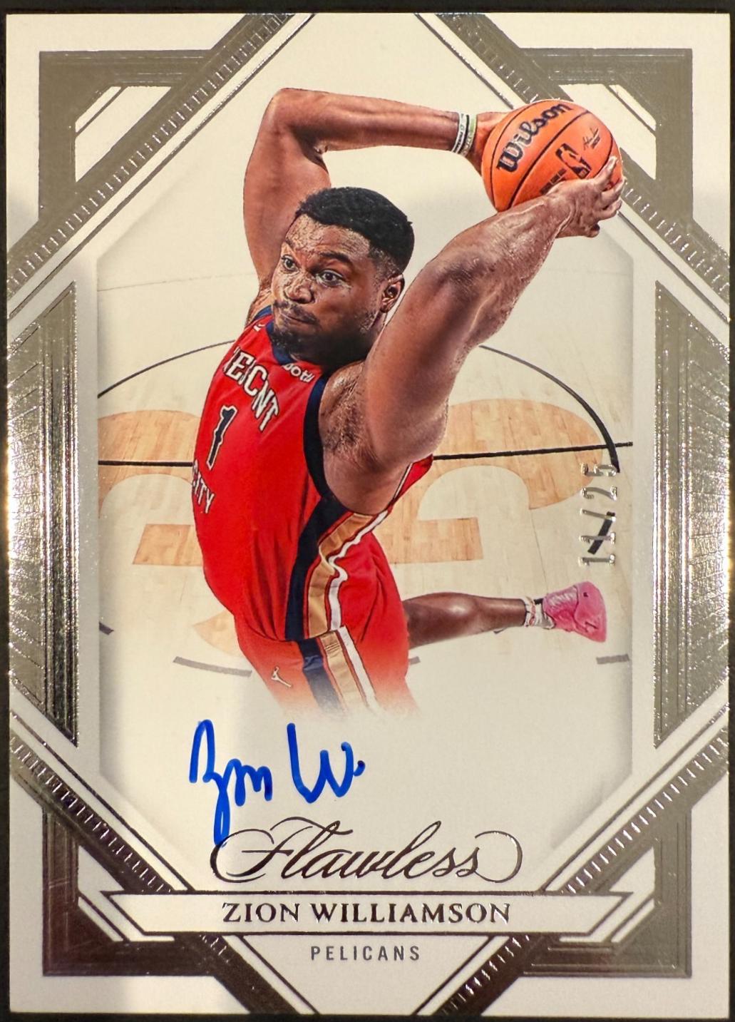Zion Williamson #11 Basketball Cards 2023 Panini Flawless Frame Signatures