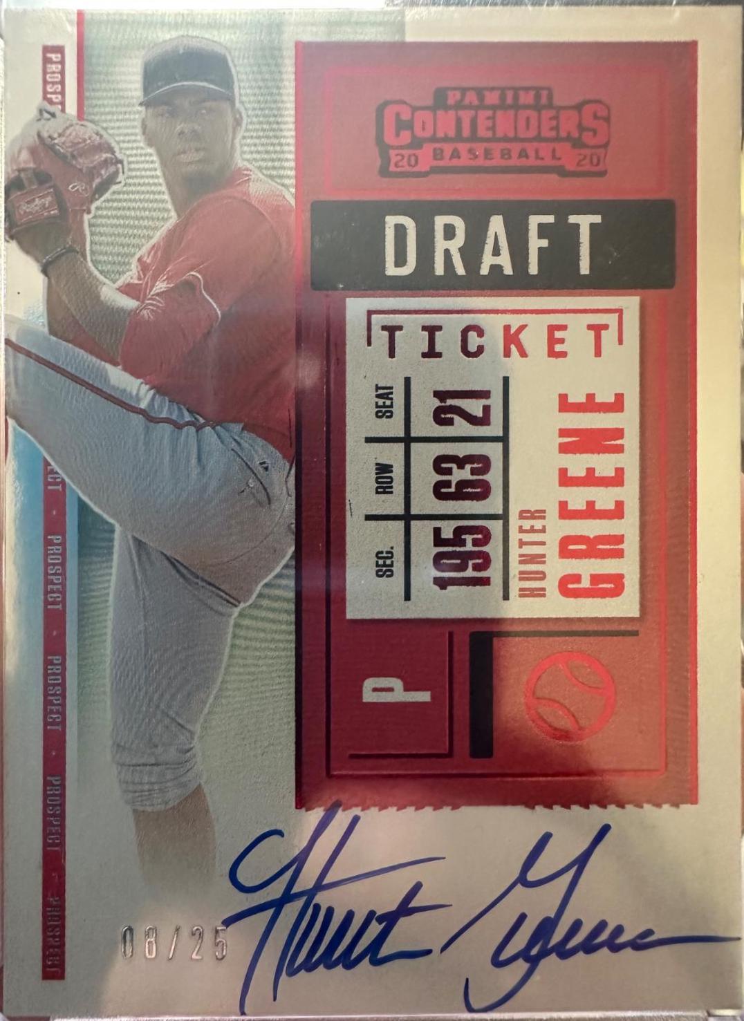 Hunter Greene #PT-HG Baseball Cards 2020 Panini Contenders Prospect Ticket Autographs