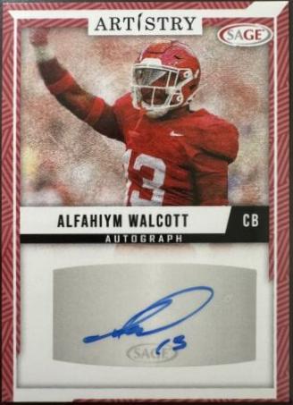 Alfahiym Walcott #ART-AW Football Cards 2024 Sage Artistry Autograph