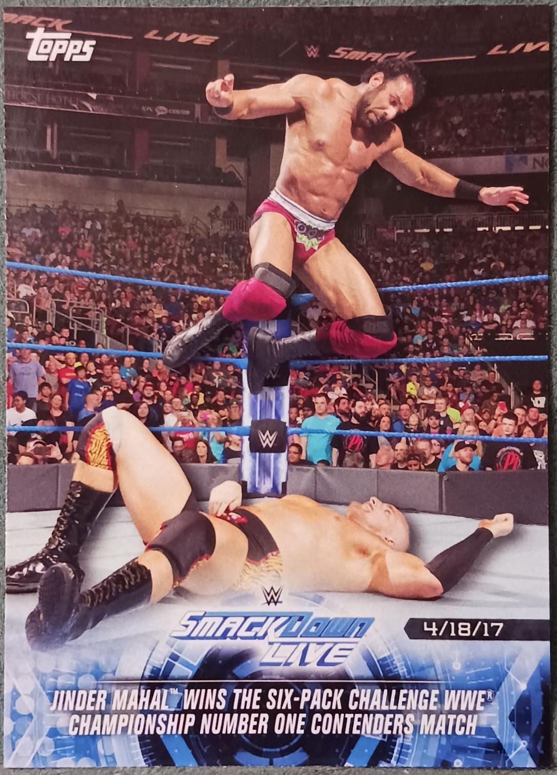 Jinder Mahal Wins The Six Pack Challenge WWE Championship Number One Contenders Match #85 Wrestling Cards 2018 Topps WWE Road To Wrestlemania